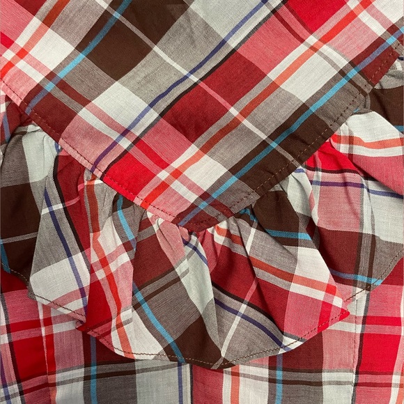 Vintage Stage West by Prior Western Plaid Button Down Shirt with Ruffle Detail - Picture 5 of 13